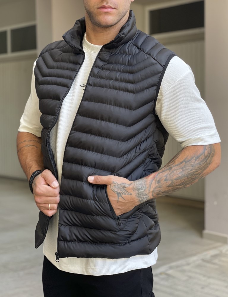 Ανδρικό μαύρο αμάνικο μπουφάν καπιτονέ 3417 φωτογραφία